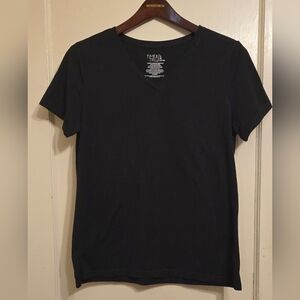 Black V Neck T Shirt Time and Tru Large Cotton Blend Tee